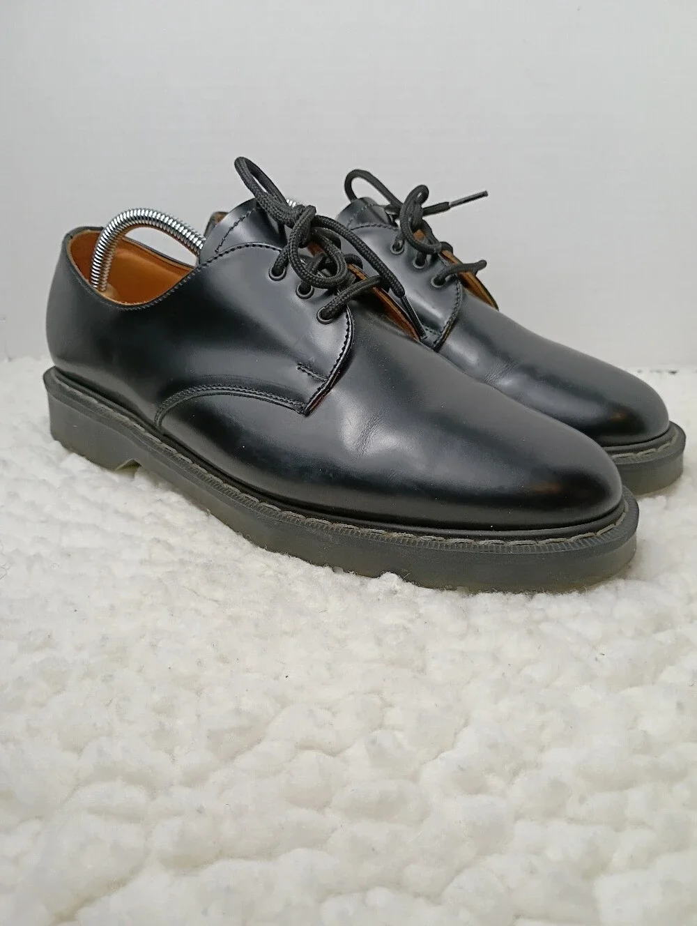 Solovair 3 Eye Gibson Derby Shoes Black Leather Made England Men's UK 10